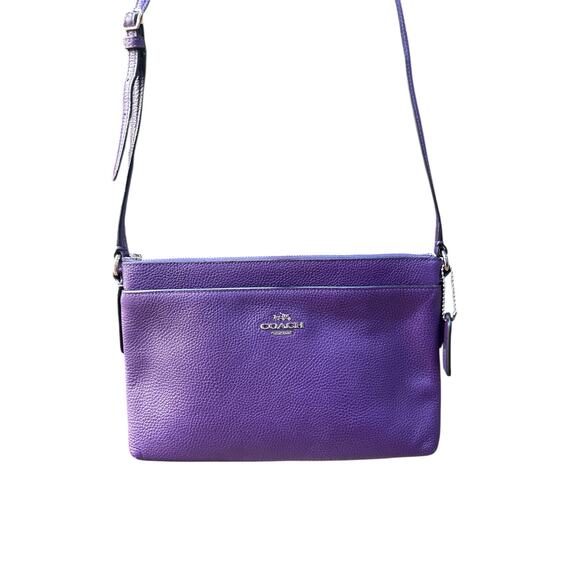 Coach Purple Pebbled Leather Crossbody Bag - Picture 2 of 9